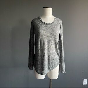 Sandro Paris Gray Linen Long Sleeve Tee Top Size 1 Made in Portugal